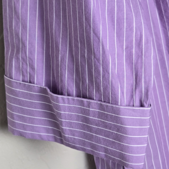 J. Jill Purple and White Pinstriped Top With Side Buttons Preppy Casual - Picture 8 of 13